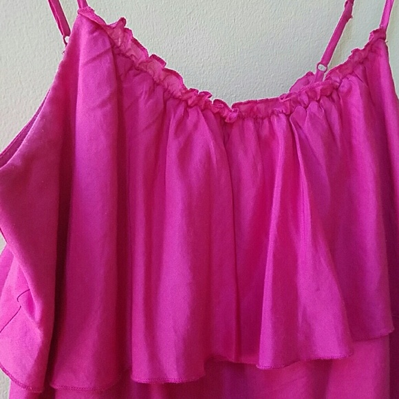GAP Silk/Cotton Blend Ruffle Pink Tank Size Small - Picture 2 of 7
